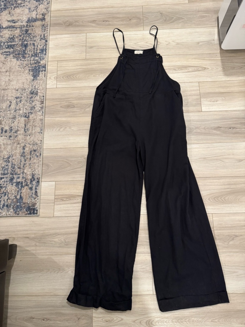 Chelsea & Violet Black Wide-Leg Jumpsuit with Adjustable Straps